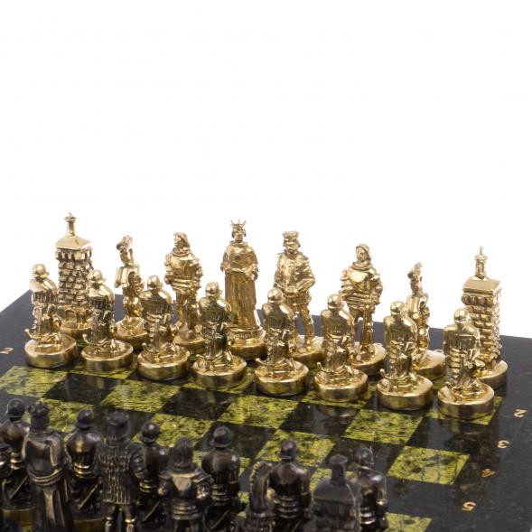 Шахматы бронзовые &amp;quot;Европейские&amp;quot; доска 32х32 см змеевик 125597