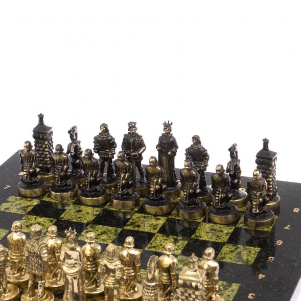 Шахматы бронзовые &amp;quot;Европейские&amp;quot; доска 32х32 см змеевик 125597