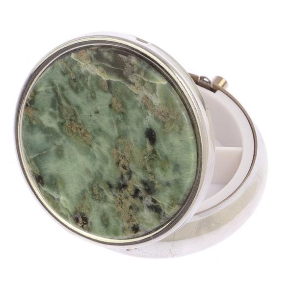 Таблетница на 3 отделения из камня офит цвет серебро 126193