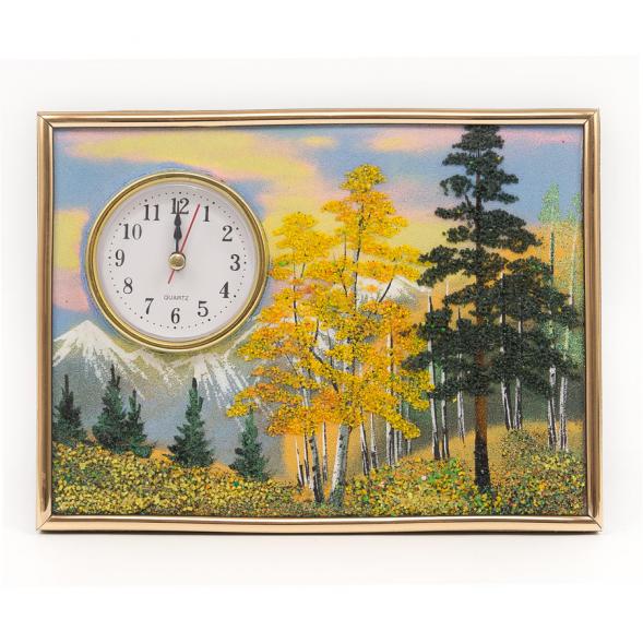 Настольные часы с панно на мдф &amp;quot;Осень&amp;quot; 20х15 см каменная крошка 117101