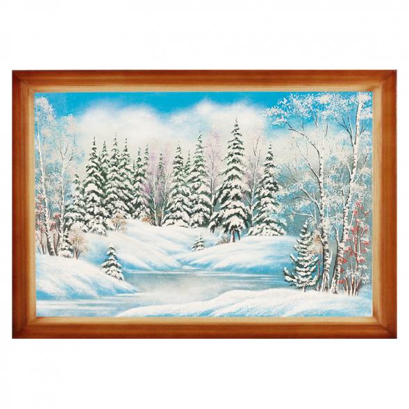 Картина &amp;quot;Зимний лес&amp;quot; багет дерево 46х66 см, каменная крошка 117363