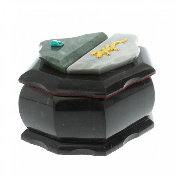 Шкатулка &amp;quot;Ракушка&amp;quot; камень змеевик / серый мрамор 14х10х9 см 128532