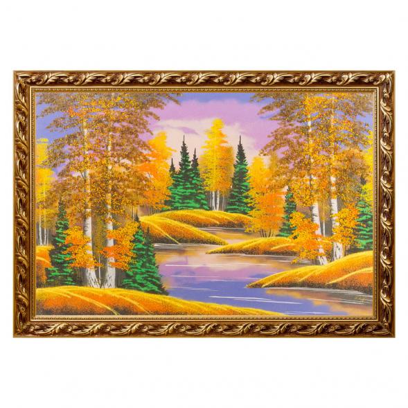 Картина &amp;quot;Осенний пейзаж&amp;quot; багет №9 60х90 см, рисунок каменная крошка 120002