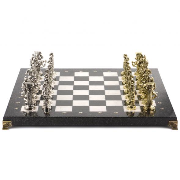 Шахматы с металлическими фигурами &amp;quot;Римские воины&amp;quot; доска 44х44 см мрамор 120706