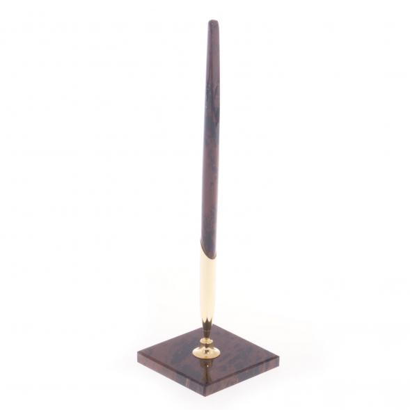 Ручка каменная из обсидиана на подставке коричневая