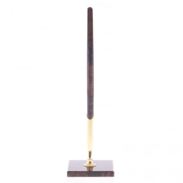 Ручка каменная из обсидиана на подставке коричневая