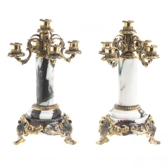 Канделябры из бронзы и мрамора &amp;quot;Барокко&amp;quot; на 5 свечей пара 122160