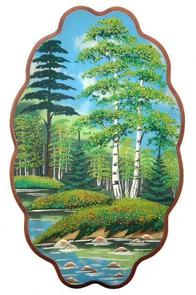 Картина панно овальное &amp;quot;Лето&amp;quot; 30х19 см рисунок из каменной крошки