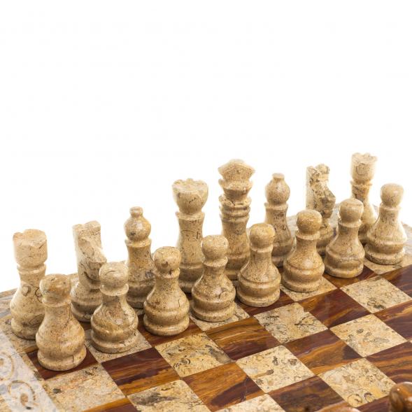 Шахматы &amp;quot;Узоры&amp;quot; доска 30х30 см оникс ракушечник 123541