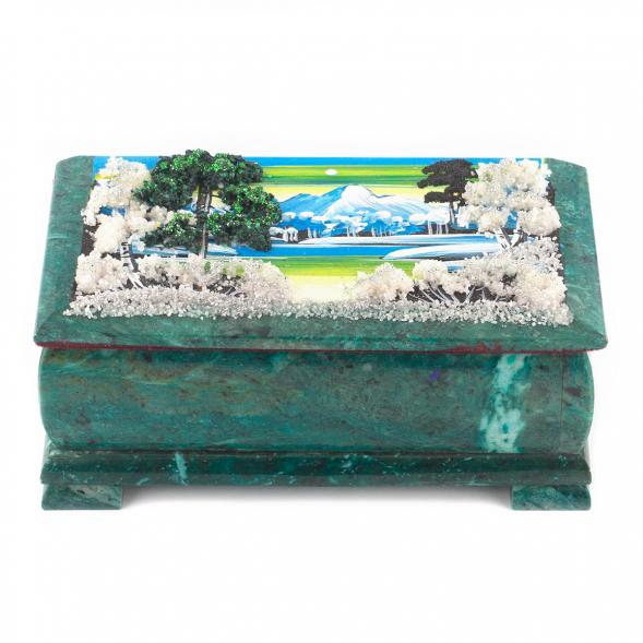 Шкатулка &amp;quot;Зимний пейзаж&amp;quot; змеевик 18х9х7 см 112148