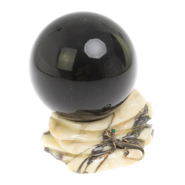 Композиция с шаром &amp;quot;Ящерица на скале&amp;quot; из мрамора 10,5 см 126881