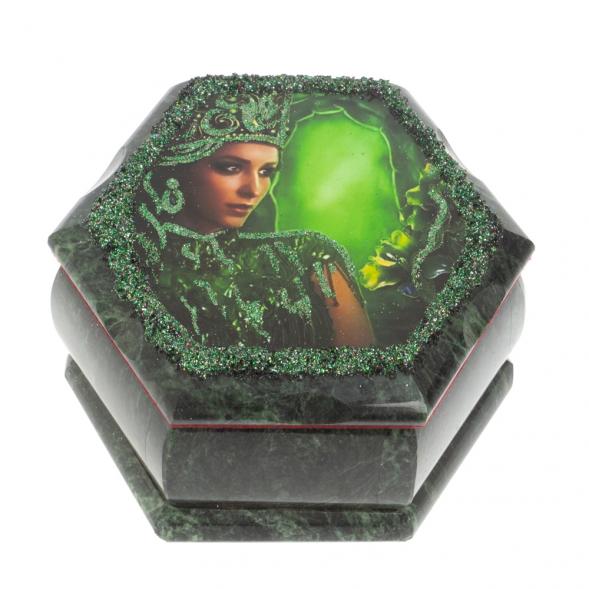 Каменная шкатулка &amp;quot;Хозяйка медной горы&amp;quot; 14х12,5х7 см 127434