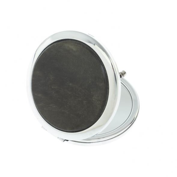 Зеркало круглое из камня золотистый обсидиан цвет серебро 127982