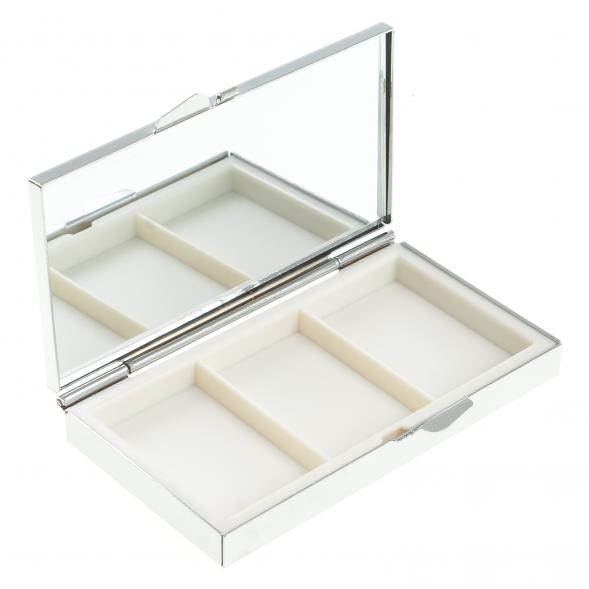 Подарочная таблетница для лекарств с делителем на 3 отсека (утро, день, вечер) камень малахит цвет серебро