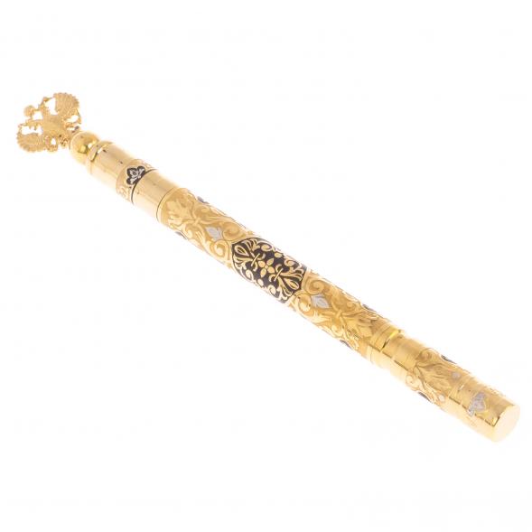 Подарочная шариковая ручка &amp;quot;Герб РФ&amp;quot; с черной эмалью Златоуст 126056