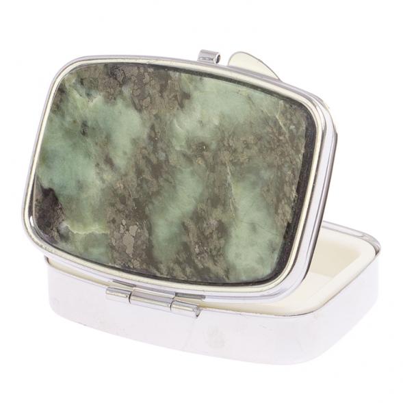 Таблетница на 2 отделения из камня офит цвет серебро 126195