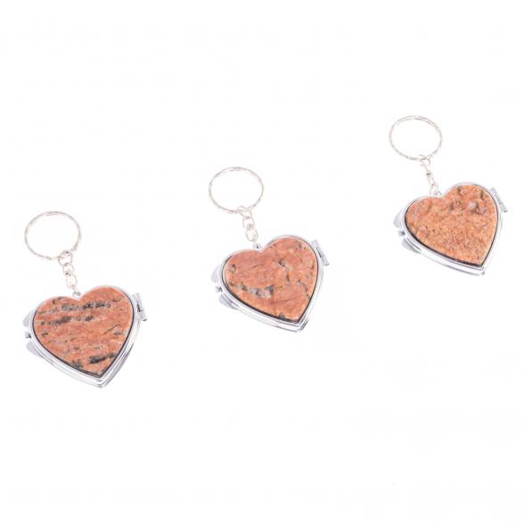 Складное зеркало брелок из камня пегматит Сердце 126656