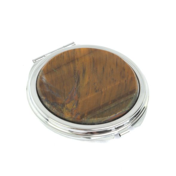Зеркальце круглое из тигрового глаза цвет серебро 127358