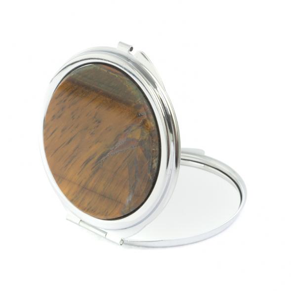 Зеркальце круглое из тигрового глаза цвет серебро 127358