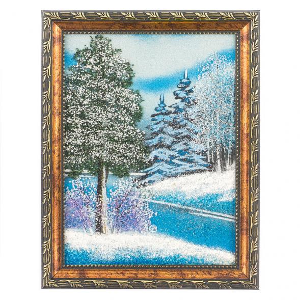 Картина &amp;quot;Зимний пейзаж&amp;quot; рамка багет 15х20 см, каменная крошка 119813