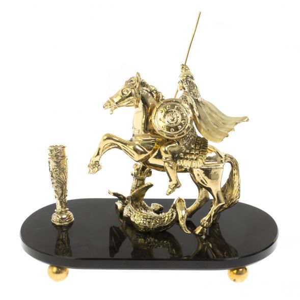 Статуэтка &amp;quot;Георгий Победоносец&amp;quot; подставка долерит с ручкой 128681