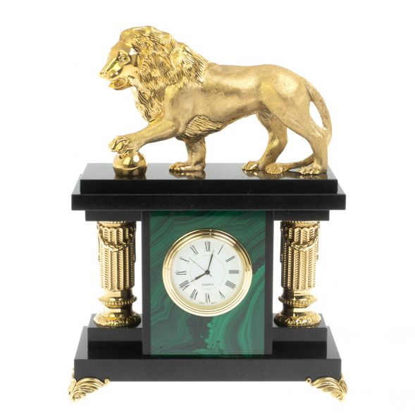 Часы &amp;quot;Лев с шаром&amp;quot; из малахита 129279