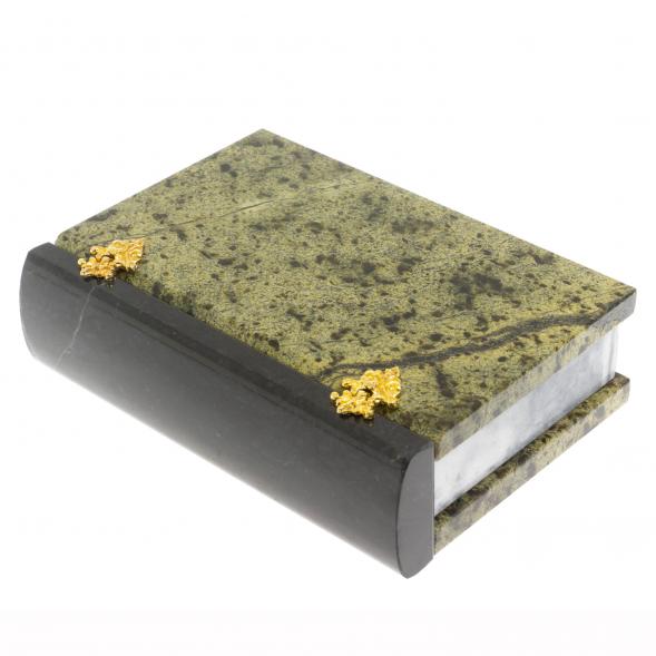 Шкатулка в виде книги &amp;quot;Книжка&amp;quot; камень змеевик 13х17,5х4 см 122152