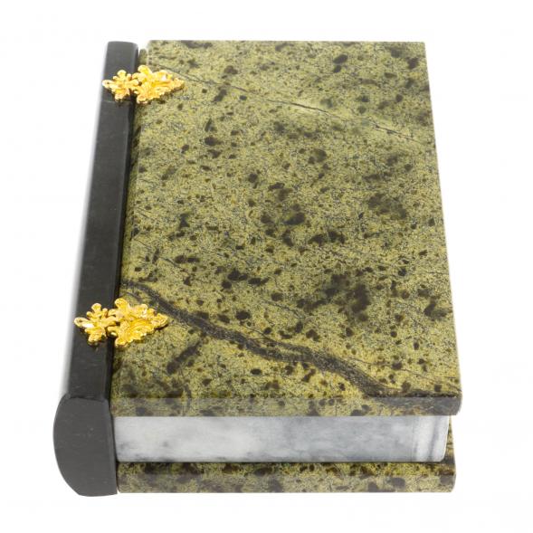 Шкатулка в виде книги &amp;quot;Книжка&amp;quot; камень змеевик 13х17,5х4 см 122152