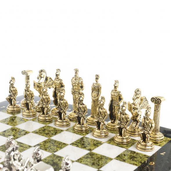 Шахматы &amp;quot;Восточные&amp;quot; доска 40х40 см мрамор змеевик фигуры металл 122621