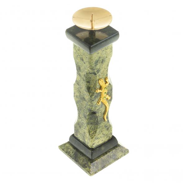 Подсвечник из змеевика с ящерицей 5х5х16 см 122931