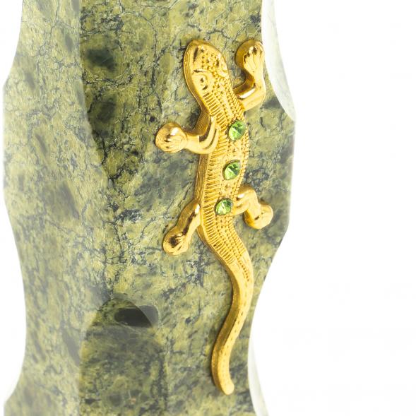Подсвечник из змеевика с ящерицей 5х5х16 см 122931