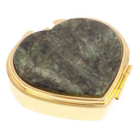 Таблетница &amp;quot;Сердце&amp;quot; на 3 отделения камень актиновит цвет золото 125910