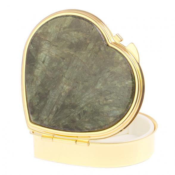Таблетница &amp;quot;Сердце&amp;quot; на 3 отделения камень актиновит цвет золото 125910