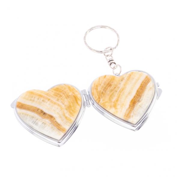 Складное зеркало брелок из оникса сердце 126583