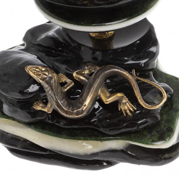 Композиция &amp;quot;Ящерица на скале&amp;quot; с шаром из лабродарита 10,5 см 126883