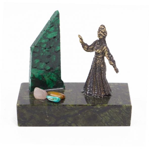 Сувенир статуэтка &amp;quot;Хозяйка медной горы&amp;quot; бронза камень змеевик малахит 117942