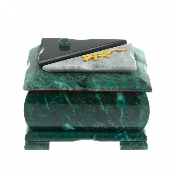 Шкатулка прямоугольная камень змеевик / серый мрамор 12х8,5х8,5 см 128535