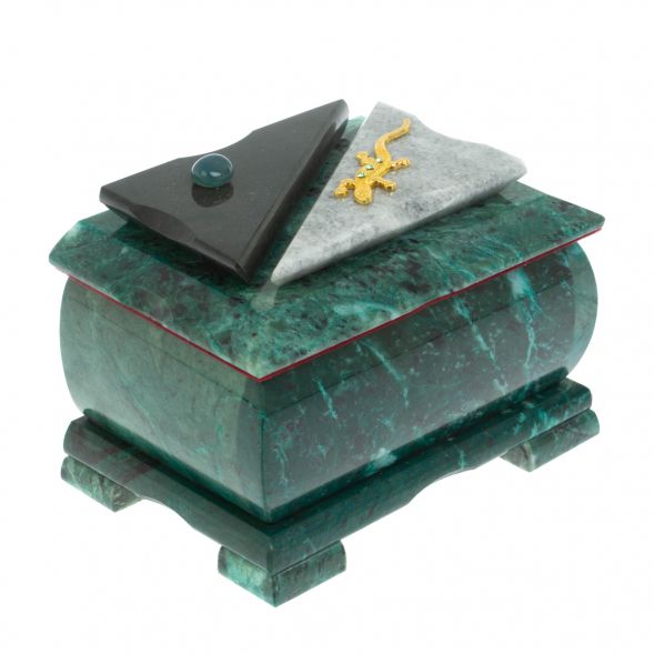 Шкатулка прямоугольная камень змеевик / серый мрамор 12х8,5х8,5 см 128535