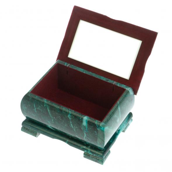 Шкатулка прямоугольная камень змеевик / серый мрамор 12х8,5х8,5 см 128535