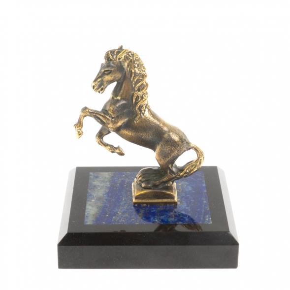 Бронзовая статуэтка &amp;quot;Конь на дыбах&amp;quot; на подставке из лазурита 129823