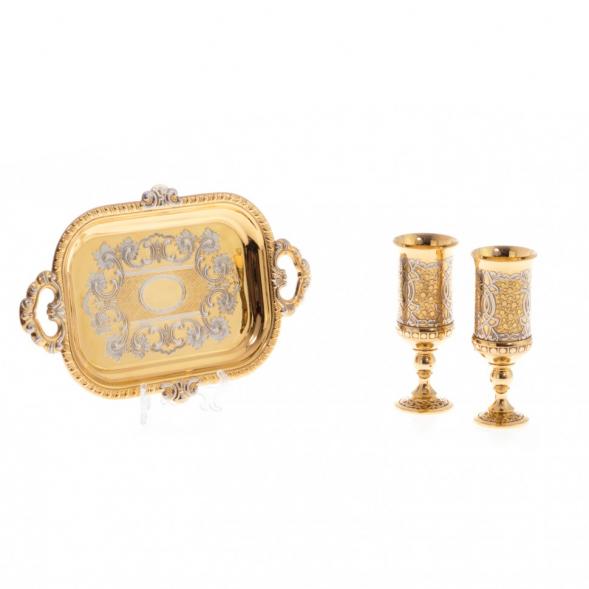 Набор для водки &amp;quot;На двоих&amp;quot; 2 рюмки на подносе Златоуст 122191