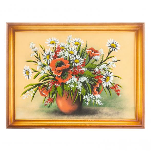 Натюрморт &amp;quot;Полевые цветы&amp;quot; багет дерево 36х46 см, каменная крошка 111266