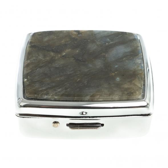 Таблетница с делителем на 2 отсека камень лабрадор цвет серебро 123351