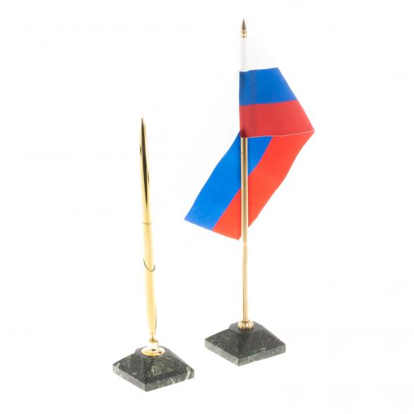 Настольный набор &amp;quot;Орел&amp;quot; из змеевика с бюваром и лотком А4 124313