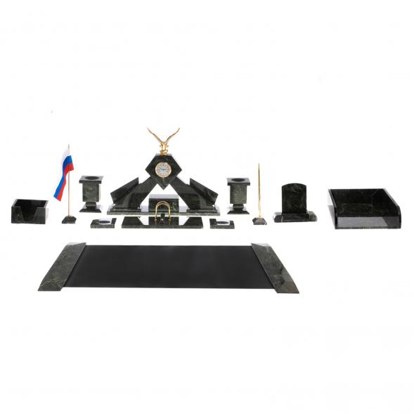 Настольный набор &amp;quot;Орел&amp;quot; из змеевика с бюваром и лотком А4 124313