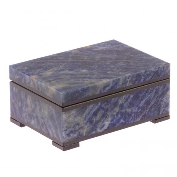 Шкатулка из натурального содалита 9х6,5х4 см / шкатулка в подарок / для хранения ювелирных украшений, бижутерии