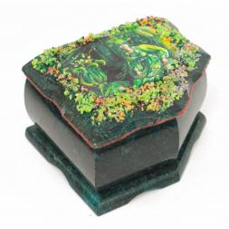 Шкатулка Хозяйка медной горы камень змеевик 11х9,5х7 см