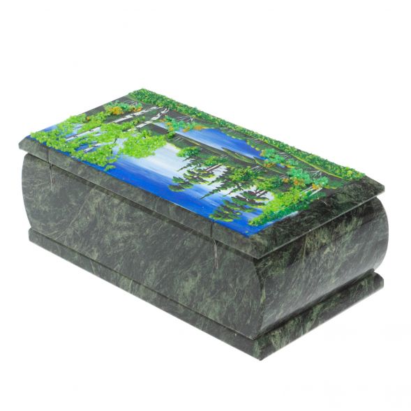 Шкатулка из змеевика &amp;quot;Летний пейзаж&amp;quot; 18х9х6,5 см 127832