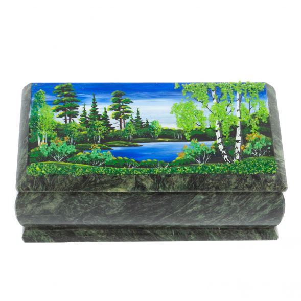 Шкатулка из змеевика &amp;quot;Летний пейзаж&amp;quot; 18х9х6,5 см 127832