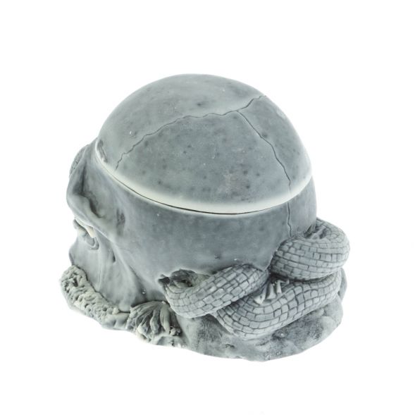 Пепельница / шкатулка «Череп со змеей» из мраморной крошки 128139